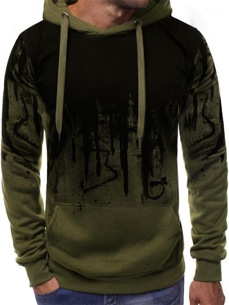 

designer hoodies fashion panelled gradient big pocket pullover mens hoodies casual males clothing graffiti print mens, Black