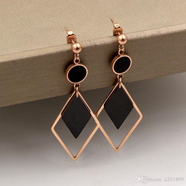 

titanium steel plated rose gold geometric earrings for ladies valentine's day gift jewelry, Silver