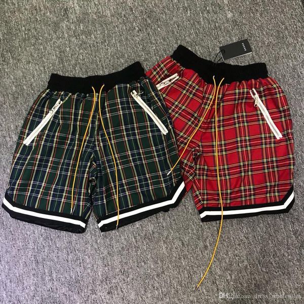 

Rhude Plaid Short Pants for Men Women Cotton Elastic Waist Knee Length Loose Fashion Designer Shorts XSQ