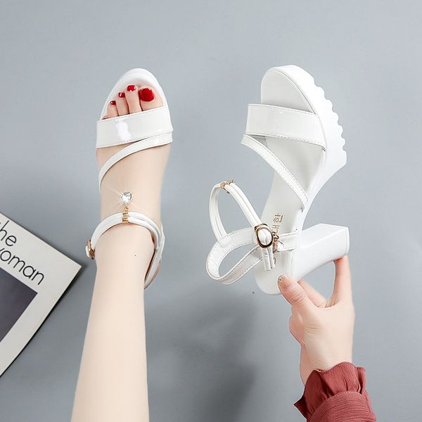 

fashion women shoes crystal stylish sandals boots peep toe buckle strap summer high heel gladiator shoes woman sandalias mujer, Black