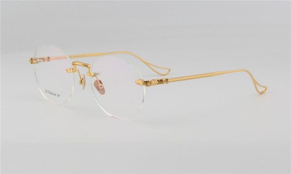 

ultralight titanium rimless optical eyewear frame gold silver clear lens goggle brand design myopia eyeglasses spectacle, Black
