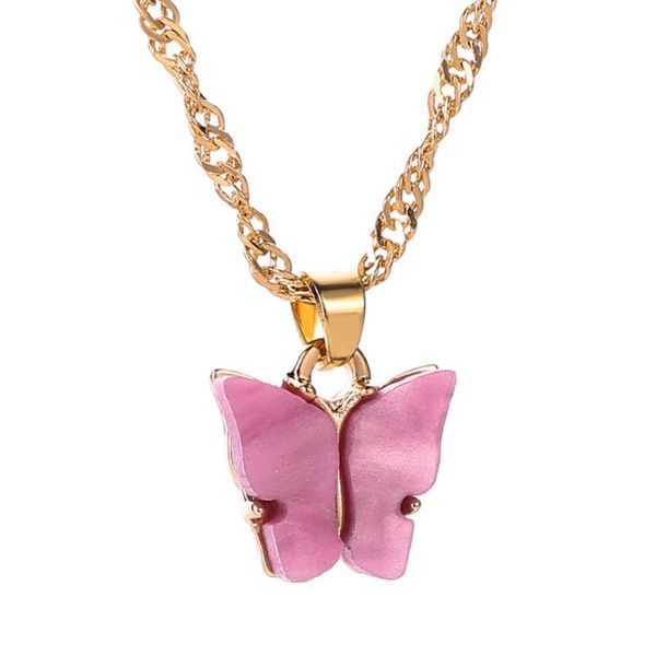 

acrylic butterfly necklace for women wild clavicle chain pendant refined stylish mujer gift 2020 trendy gold, Silver