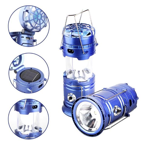 

portable lanterns t-sunrise 5w led camping lights outdoor tent lantern collapsible solar flashlights lamp with mini fan line rechargeable