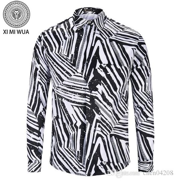 

2018 american enterprise brand self-repair plaid shirt, fashion designer brand long sleeve cotton casual shirt striped shirt0112, White;black