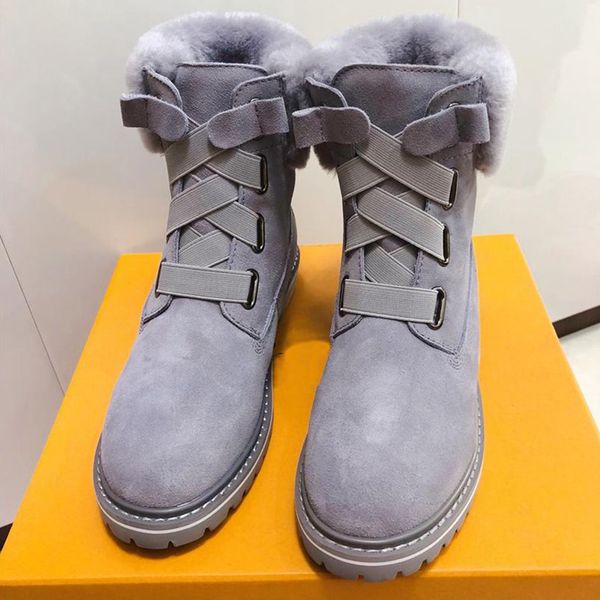 

women bottines winter boots snow fur boots suede upper martin boots australia classic short bow boot ankle knee booties women shoes, Black