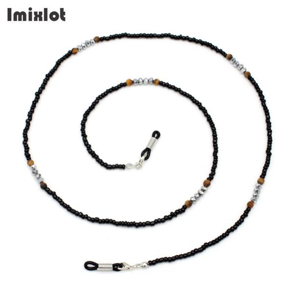 

fashion glasses chains for women tiger's-eye beads sunglasses cords beaded eyeglass lanyard hold straps black eyewear retainer, Silver