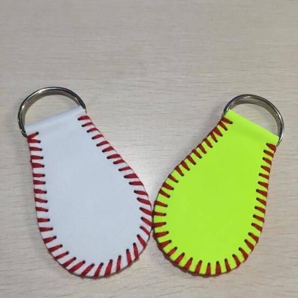 

creative design key ring leather keys chains baseball softball keychain for lady bag decorate pendant white yellow 7yh c