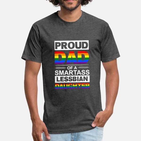 

mens proud dad of a smartass lesbian daughter lgbt t shirt men designer cotton plus size 3xl natural fit casual summer cool shirt