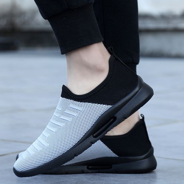 

sneakers mens casual shoes men slip-on sneakers breathable light leisue walking breathable men shoes outdoor zapatos de hombre, Black