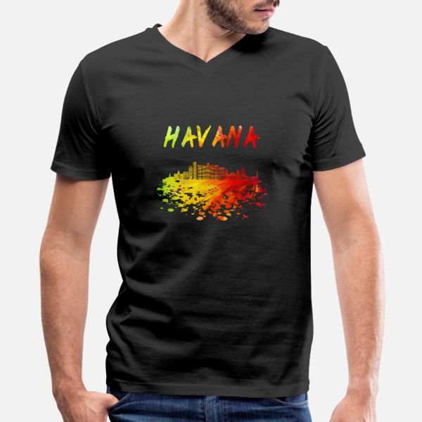 

havana skyline cuba gift city caribbean t shirt men design tee shirt s-xxxl vintage sunlight basic summer pattern shirt