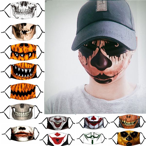 

33 design halloween face mask pumpkin skull print kids adutls face masks dustproof anti-fog face mask with pm2.5 filter washable masks 2020
