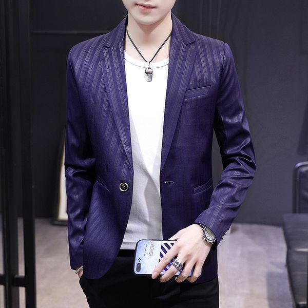 

spring men's suit jacket high-end casual business blazer vestidos de noiva 2020 suit men stripe jacket, White;black