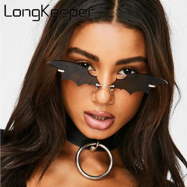 

fashion rimless sunglasses women men vintage cat eye sun glasses brand designer unique trendy female shades oculos feminino, White;black
