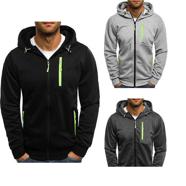 

new autumn winter 2021 outdoor sports hooded sweatshirts multicolor casual warm hoodies sweatshirts male cardigan jacket, Black