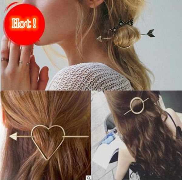 

vintage gold color metal triangle hairpin girls' hair clips women fashion hairpins simple hair accessories disk hair ing, Golden;silver