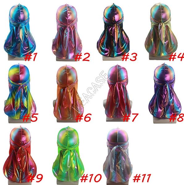 

colorful laser durags turban shiny silky durag bandana turban wigs wave caps hip hop headdress headband pirate caps rags hat d82411, Yellow
