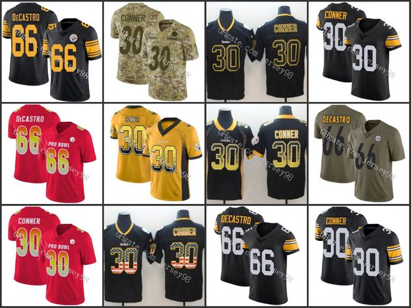 

pittsburgh steelers green 66 david decastro red30 james connerteam color stitched football vapor untouchable jersey, Black;red