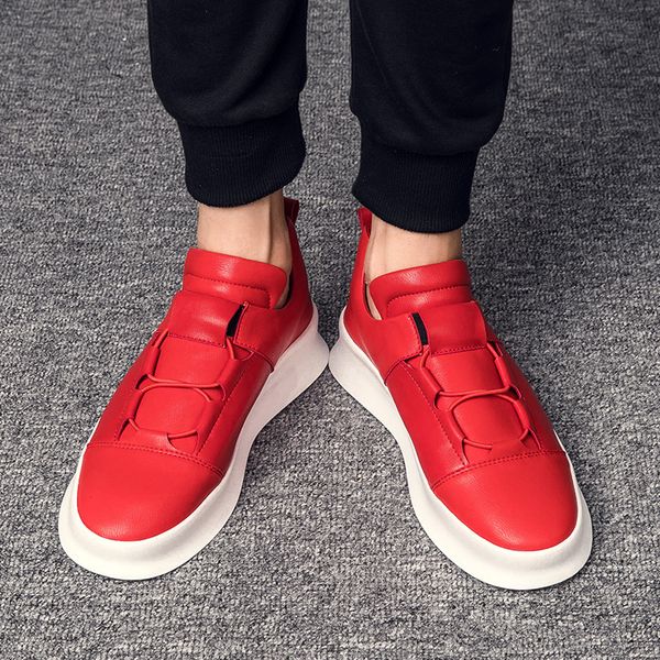 

mens casual leather slip on shoes men platform sneakers comfortable men shoes casual white leather sneakers breathable, Black