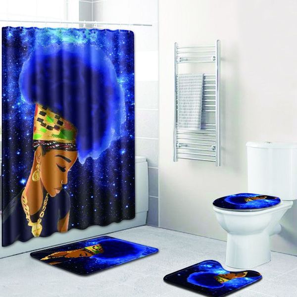 

3pcs/set non slip bathroom pad with shower curtain floor mat carpet absorbent pedestal rug lid toilet cover bath mat