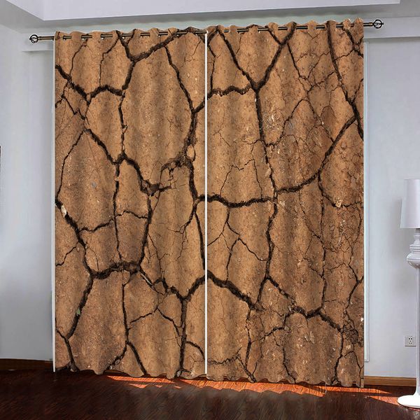 

custom size 3d blackout curtain for living room bathe kitchen dry cracked soil home decor window drapes