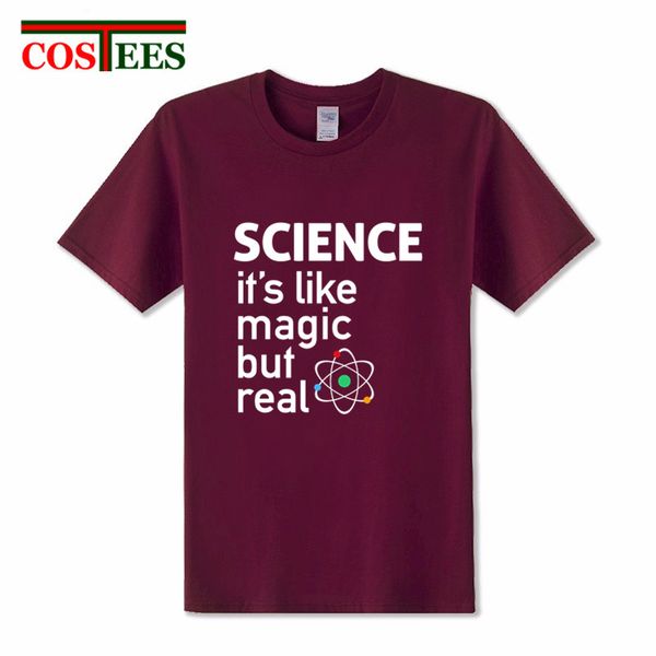 

quality men's t-shirt adults science it's like magic but real t-shirt homme big bang theory t shirt guys male brand clothes