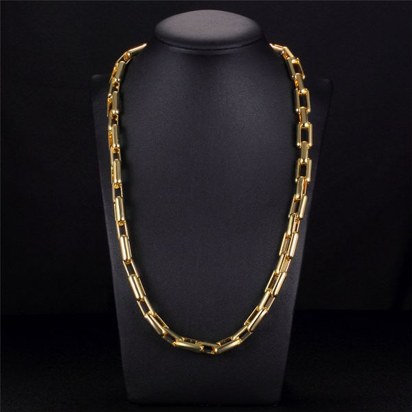 

europe and america selling style men's hip-hop style long domineering gold-plated necklace 50cm style domineering rough gold bra, Silver