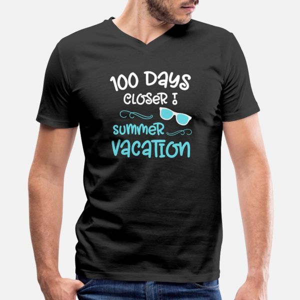 

100 days of school closer summer teacher student t shirt men printing cotton round collar basic solid interesting summer style shirt
