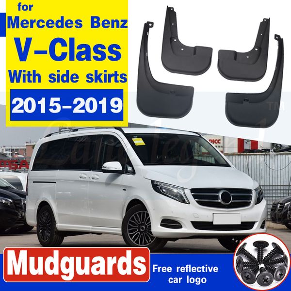 

mudflap for mercedes benz v - class 2015~2019 w447 with side skirts fender mud guard splash flap mudguards accessories