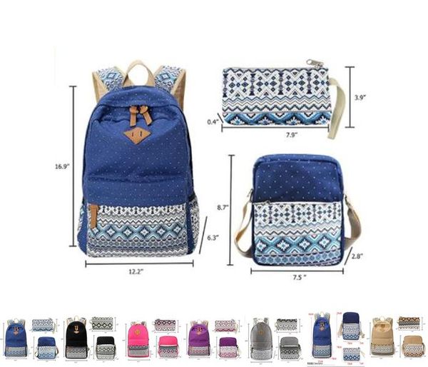 

bag backpack 3pcs boys violet shoulder bags canvas lightweight for lapschool with pen teen bookbag student and girls and case asruy
