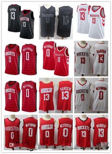 

2020 Mens Jersey 13 James Harden Houston 0 Russell Westbrook Red Black White Rockets Basketball Jerseys 01