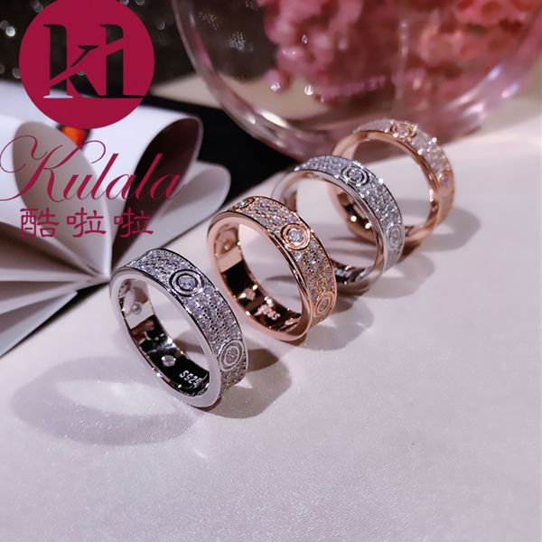 

new product wide and narrow version full of stars engagement wedding ring full diamond high-end high carbon diamond micro-inlaid material co, Golden;silver