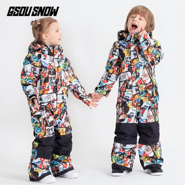 

one piece kids ski suit boys snowboard suit girls skiing clothing child windproof waterproof hooded winter clothing sport wear