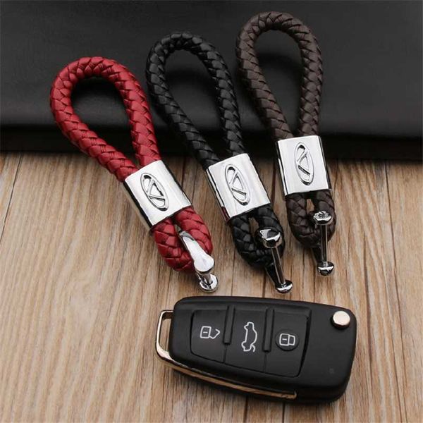 

for chery qq tiggo a1 a3 a5 2 7 3 5 t11 m11 amulet eastar fora fulwin braid pu keychain key ring chain holder auto accessories, Silver
