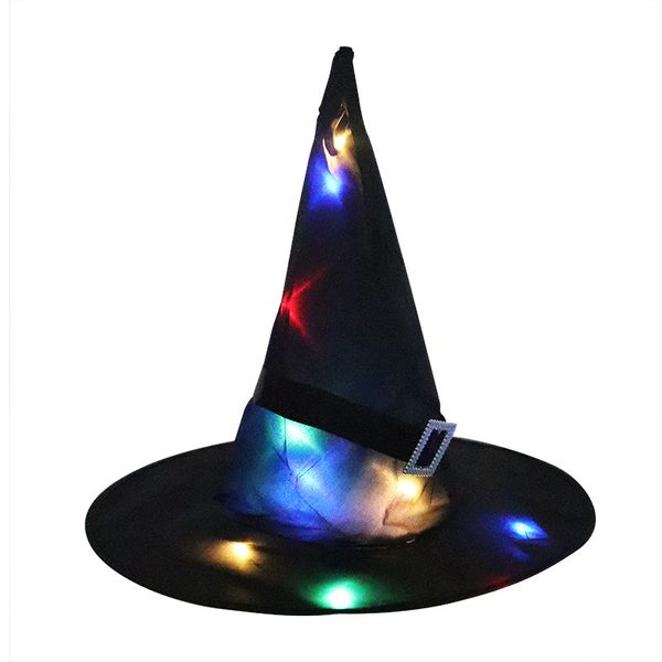 

halloween witch cap with led light bright witches hat lighting decoration glossy j55, Blue;gray