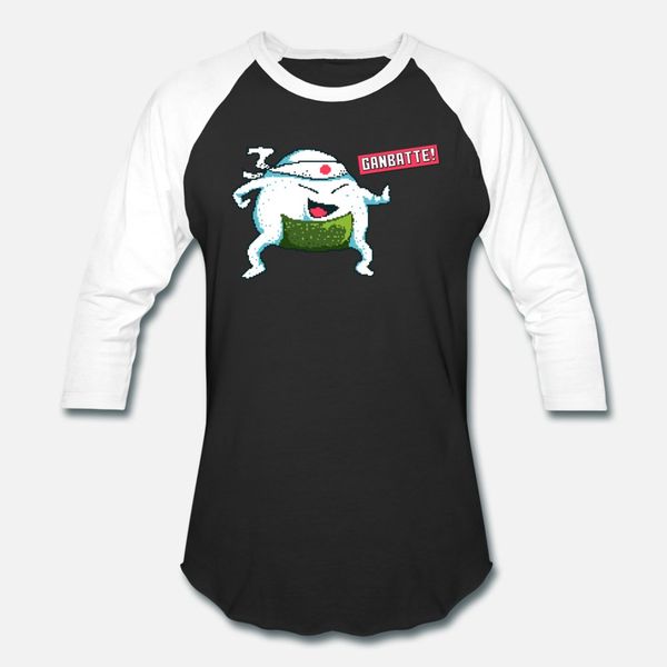 

ganbatte onigiri character kawaii t shirt men knitted tee shirt round neck natural crazy comfortable spring pattern shirt