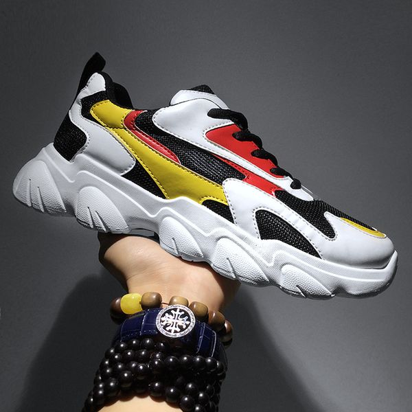

style trend outdoor leisure shoes men casual breathable mesh footwear sport sneakers male comfort lace-up zapatillas, Black