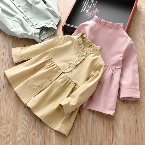 

spring autumn fashion o-neck child outerwear coats baby kids girls long sleeve trench, Blue;gray