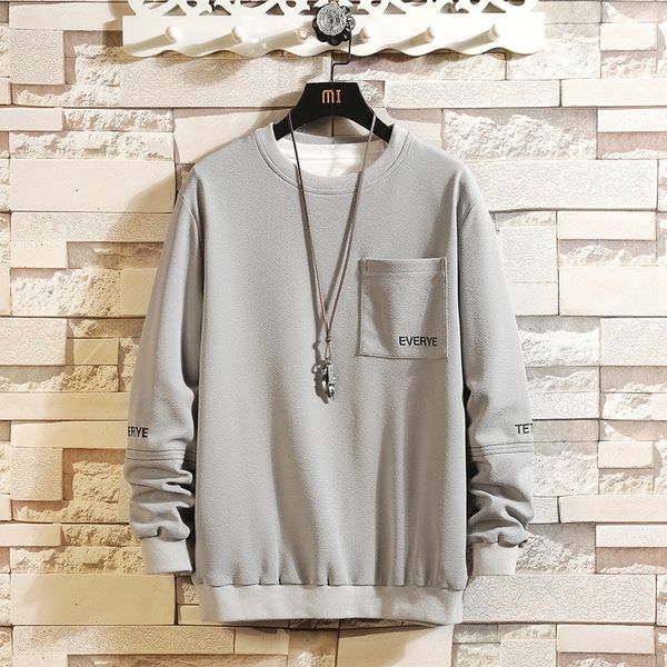 

korean style men's casual fashion trendy all-match sweater autumn new student fashion brand slim round neck sweater, Black