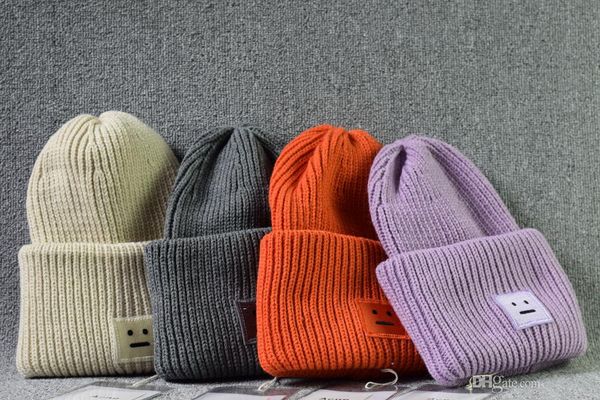 

8 color winter knitted warm hats smile face wool knit beanie skull caps sports hats basketball caps skeleton hat hip-hop cap, Blue;gray