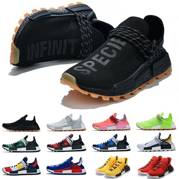

human race mens sneakers women running shoes pharrell williams hu runners white black bred yellow grey men trainers sports sneakers size12
