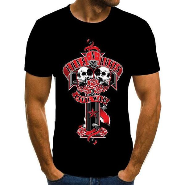 

punk guns n roses black heavy metal 3d gun rose print dress 3d print shirts hentai horror anime men clothing