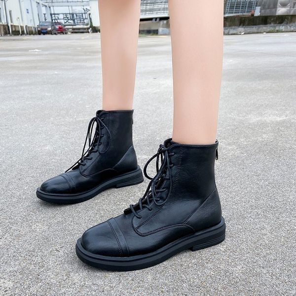 

cootelili women ankle boots 3.5cm heel round toe black beige zip winter with plush warm fashion shoes for woman botas mujer