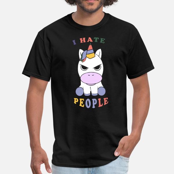 

i hate people unicorn t shirt men designer 100% cotton round neck normal anti-wrinkle humor summer style leisure shirt