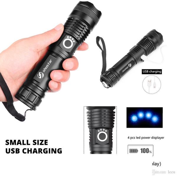 

XHP70.2 LED Flashlight Tactical LED Torch Waterproof outdoor portable lighting Up to 4300 lumens output camping light