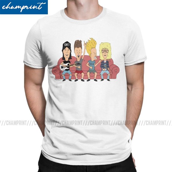 

party on butthead t shirts for men cool t-shirt beavis and butthead 90s funny music cartoon bb tees short sleeve big size