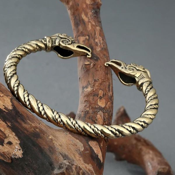 

1 pc new gold vintage men's wolf head bracelet jewelry fashion wristband cuff bangles viking accessories jewelry gift, Black