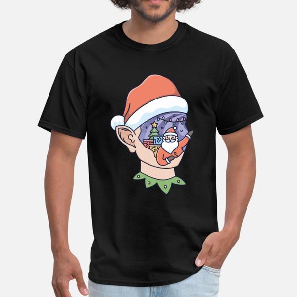 

funny santa claus with elf christmas holiday t shirt men character short sleeve plus size 3xl clothing gift basic summer pattern shirt