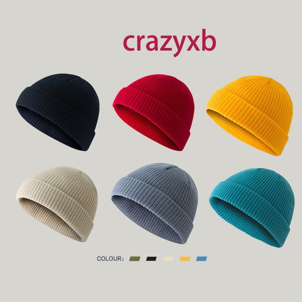 

new beanie hat ribbed knitted cuffed winter hat warm short beanie casual solid color skullcap baggy for men beanie, Blue;gray