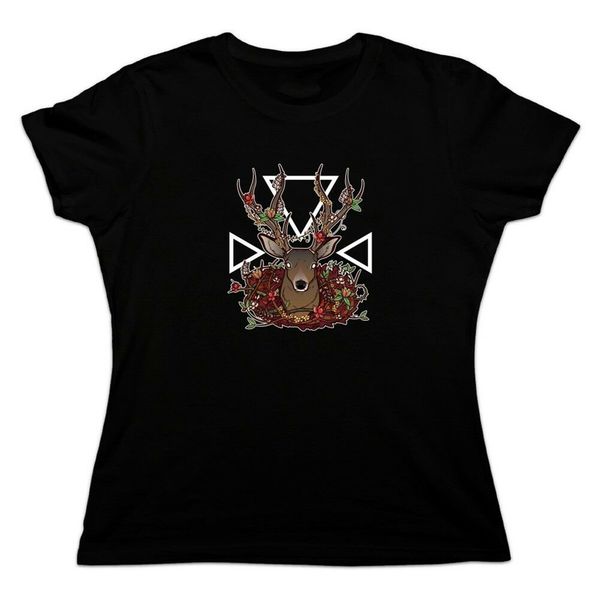 

deer head floral women's novelty t-shirt tee tee shirt