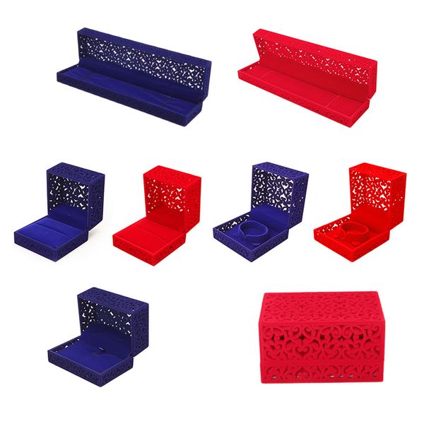 

hollow engagement wedding jewelry box holder display gift bracelet box red, Pink;blue